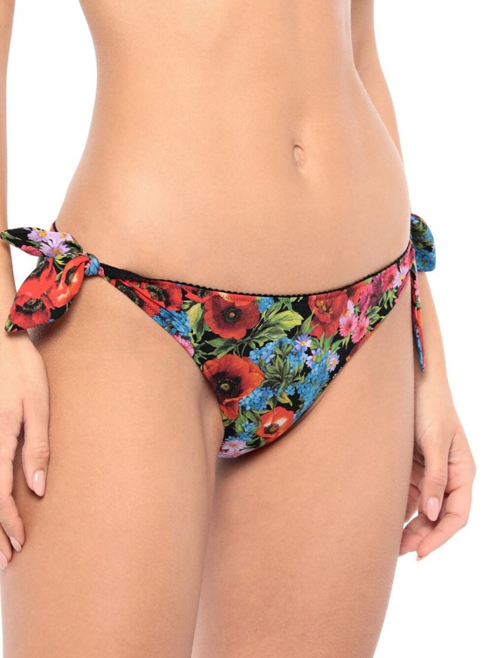 NWT DOLCE & GABBANA Bikini Briefs Swim Bottoms - 3 M - Poppy Floral Stretch Ties